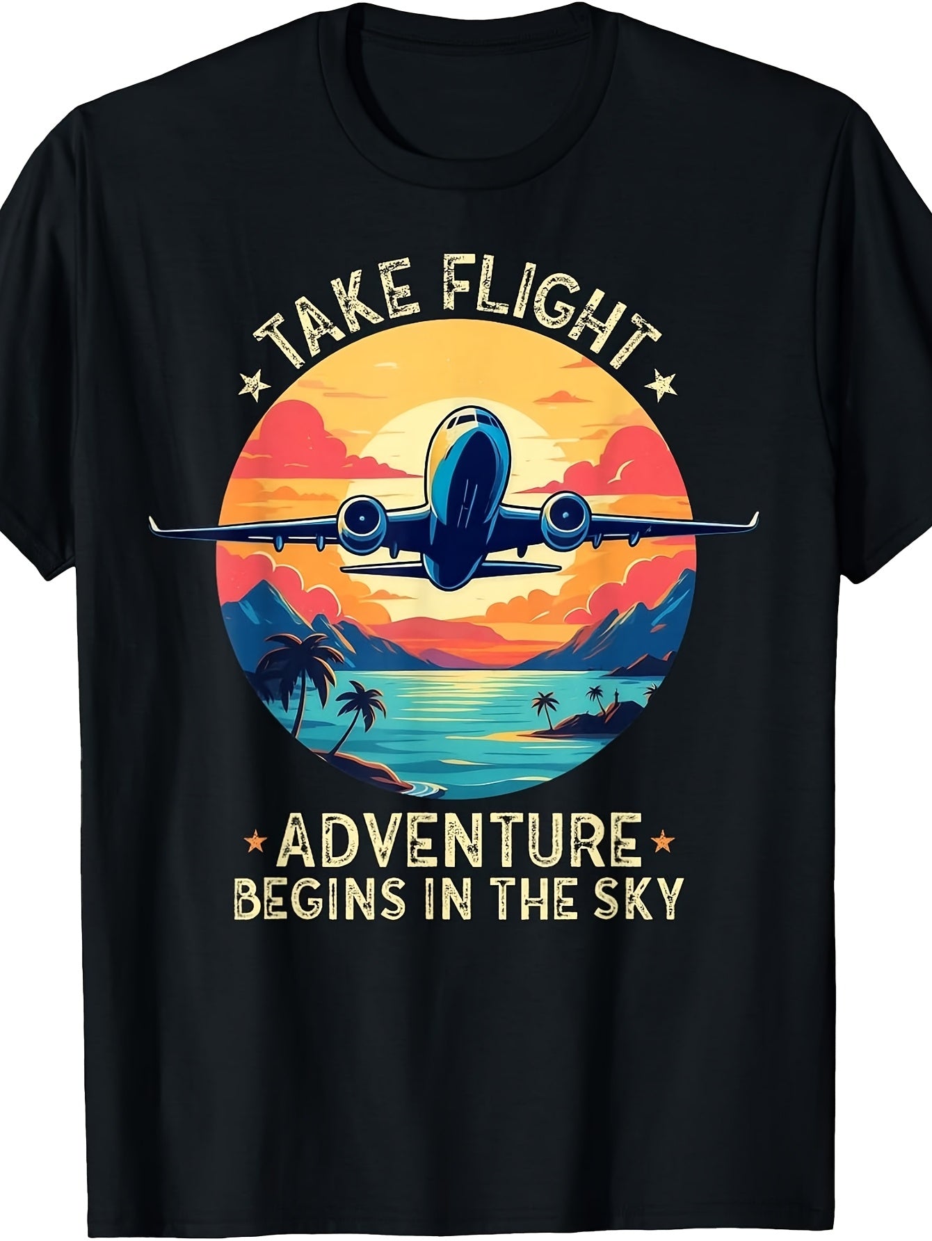 Take Flight Adventure Begins in The Sky Travel Retro Vintage T-Shirt