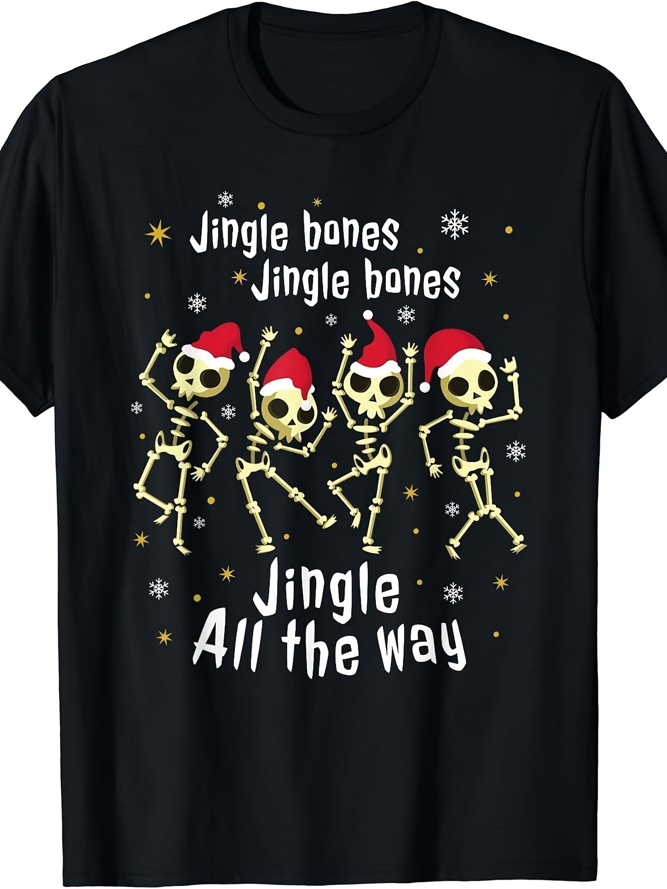 Scary Spooky Christmas T-Shirt Santa Skeletons Jingle Bones