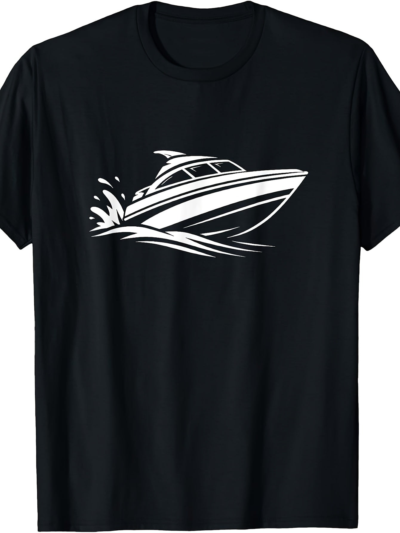 Casual Men'S And Women'S T-Shirt, Speedboat Graphic Design, Summer Boating Season