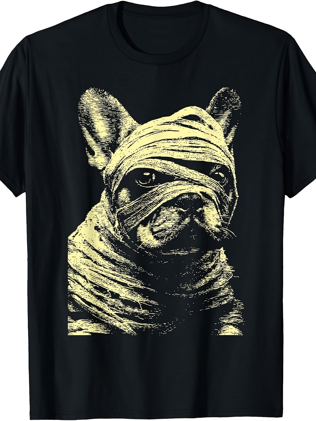 Vintage Style, Men'S And Women'S T-Shirt, Mummy French Bulldog Graphic, Halloween Party Or Casual Wear