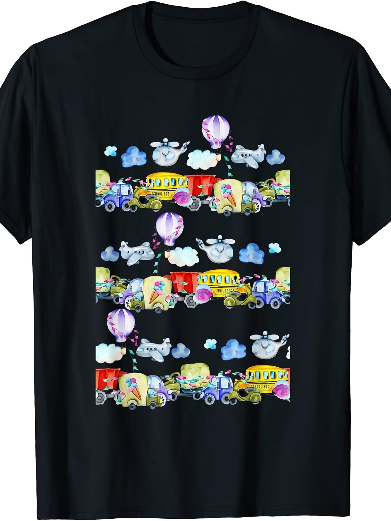 Patterns Transportation Cars Trucks Buses Balloons T-Shirt