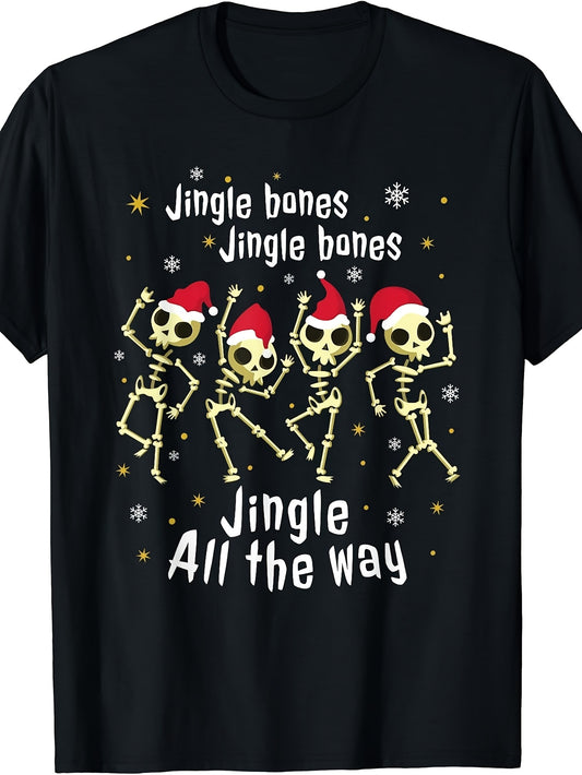 Scary Spooky Christmas T-Shirt Santa Skeletons Jingle Bones