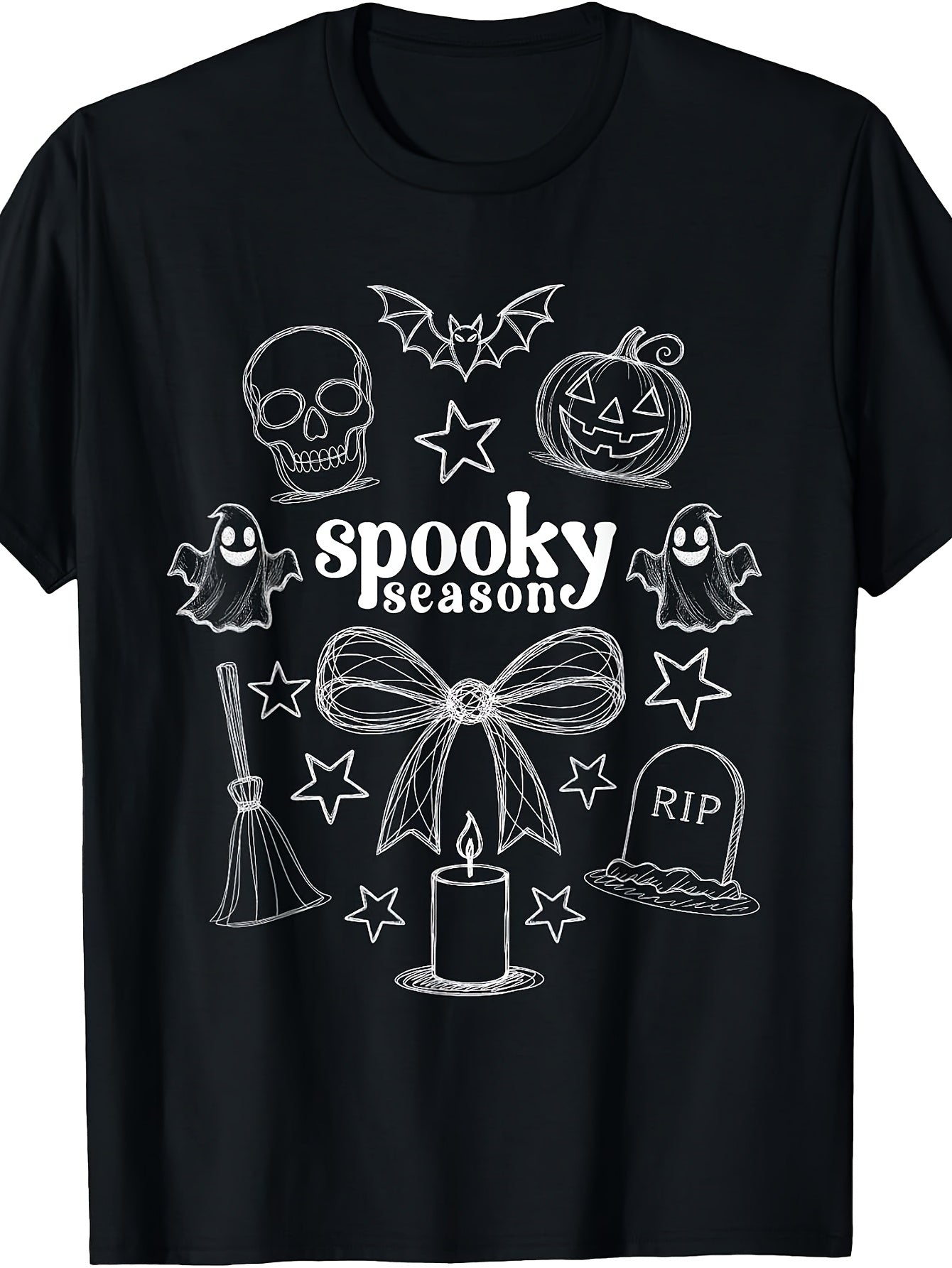 Spooky Season Doodle Halloween Cute Sketch Art - Pumpkin T-Shirt
