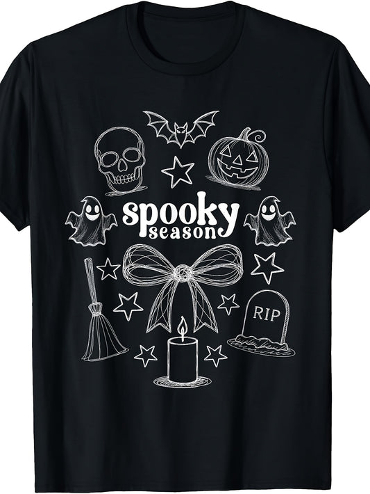 Spooky Season Doodle Halloween Cute Sketch Art - Pumpkin T-Shirt